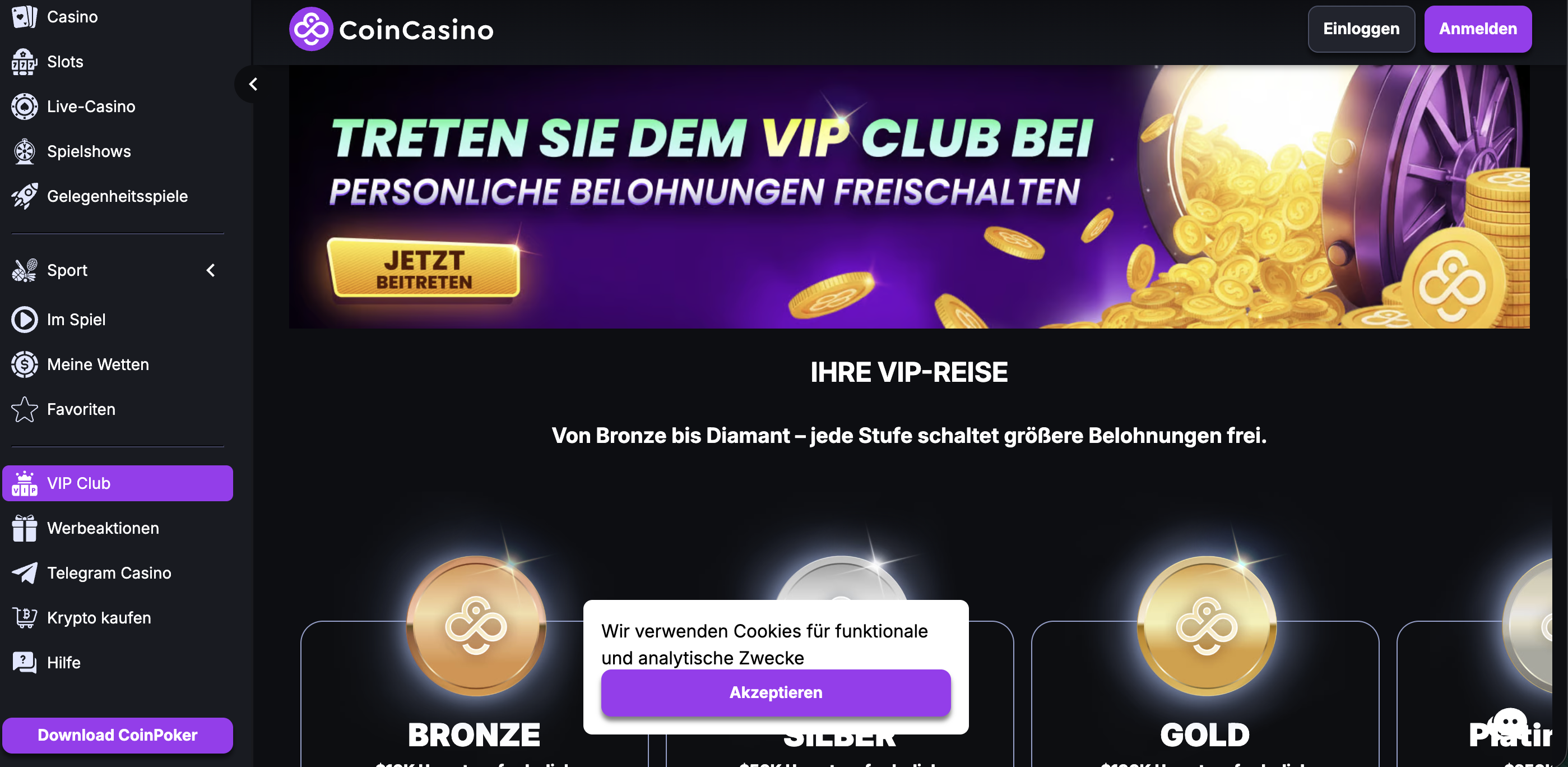 CoinCasino VIP Club Stufen